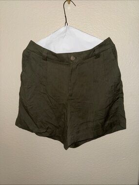 a new day Olive Utility Linen-Blend High-Rise Shorts